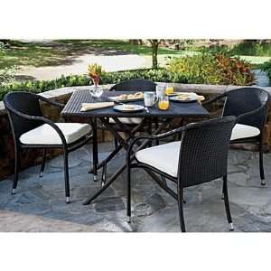  Resin Wicker Square Folding Table with 4 Stackable Chairs 