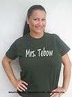 Womens Cute Mrs. Tebow Jets T Shirt Jersey Tim Sizes Small thru 2XL