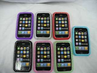 Crystal Rhinestone Silcone Rubber iPhone Cover 3G/3GS  