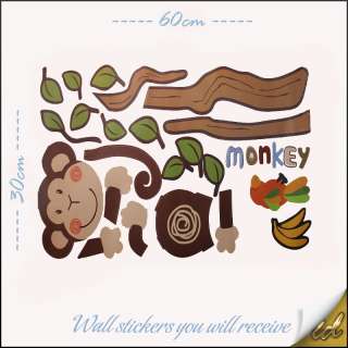 Monkey Tree Animal Bird Wall Stickers Vinyl Art Decor For Nursery 