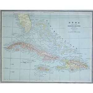  Cram 1887 Antique Map of Cuba and the Bahama Islands 