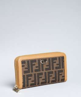 Fendi tobacco and nut zucca canvas continental wallet