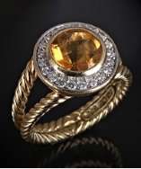 David Yurman diamond and lemon citrine round cut ring style# 315966801