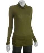 Rebecca Beeson olive jersey ruched turtleneck top style# 315284803