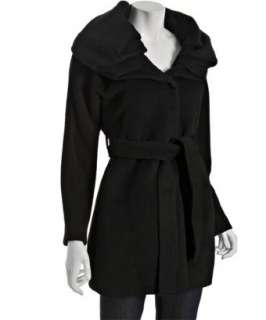Elie Tahari black wool alpaca Rory pleat collar coat  BLUEFLY up to 