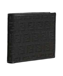 Fendi black zucchino canvas bi fold ID wallet  