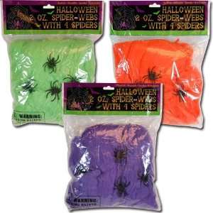   Assorted Halloween Spider Web with 4 Spiders 2oz Each: Home & Kitchen