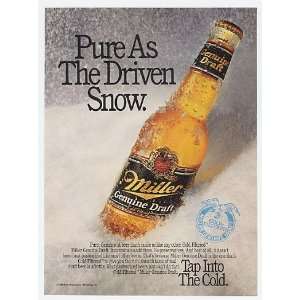  1989 Miller Beer Pure as Driven Snow Print Ad (9956)