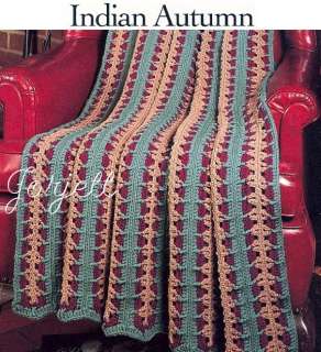 Indian Autumn Mile A Minute Afghan, crochet pattern  