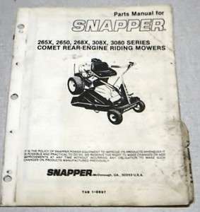 Snapper Comet Rear Engine Riding Mower Parts Manual 265X,2650,268X 