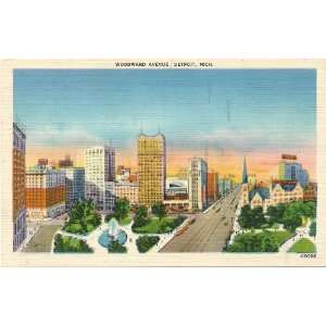   Vintage Postcard Woodward Avenue Detroit Michigan 