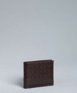 Salvatore Ferragamo hickory gancio embossed calfskin bi fold wallet 