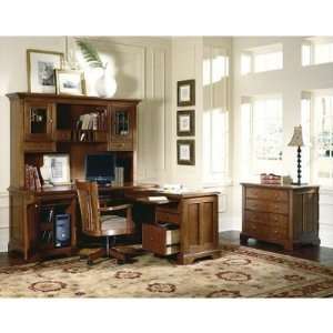  Riverside American Crossing L Shaped Desk and Hutch in 