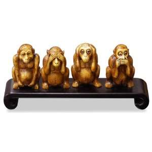  4 Monkeys Sculpture Statue