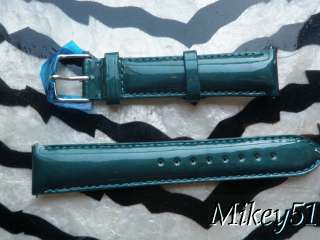 NEW MICHELE 18MM TEAL PATENT LEATHER WATCH STRAP  