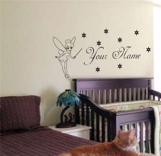   PERSONALIZED BABY NAME TINKERBELL FAIRY WALL STICKER BOY GIRL ROOM 08