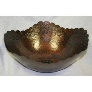 SimplyCopper 14 Round Copper Vessel Bathroom Sink with Intricate 