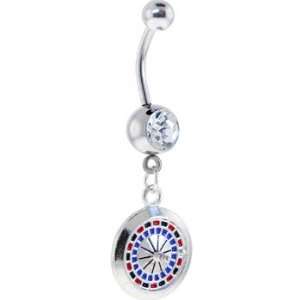  Single Gem Roulette Wheel Dangle Belly Ring Jewelry