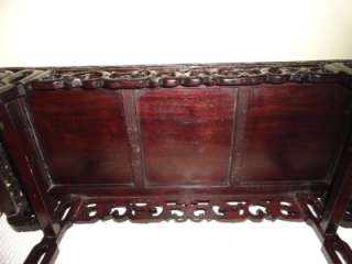 Chinese carved wood Low Altar Coffee table w bamboo , leaves and 