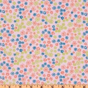  44 Wide Jolie Fleur Shirting Floral Orange/Blue/Pink 