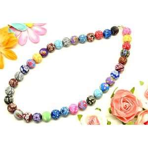  Beautiful Multicolor Flowers Beads Necklace Office 