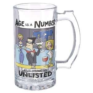   Number But Mine Is Unlisted 15 Ounce Glass Beer Stein Kitchen