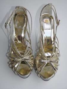 CHRISTIAN DIOR Runway Gold Wedge Sandals Shoes 40 NIB  