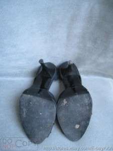 EUC$156 TO THE MAX Black Fabric PeepToe Heels Shoes 10M  