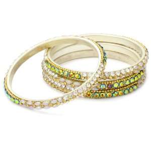 Chamak by priya kakkar 4 Gold Bangle Bracelet Using Rainbow Crystals 