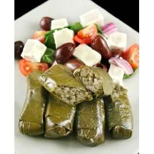  Greek Dolmades Wrapped with Vine Leaves Rice with Salad 