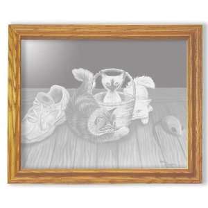 Playful Kittens   Etched Mirror in Solid Oak Frame 