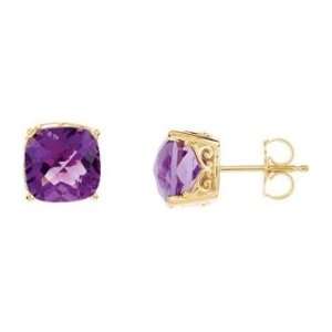  Amethyst with Gold Post Earrings: Italy: Jewelry
