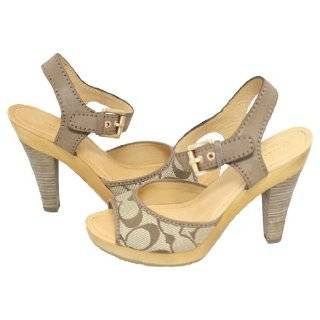   : Coach Signature Brie Platform Ankle Strap Heels Khaki Walnut: Shoes