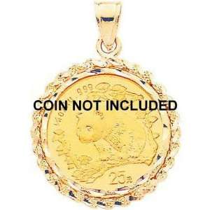    14K Yellow Gold Bezel for 1/4oz Chinese Panda Coin New: Jewelry