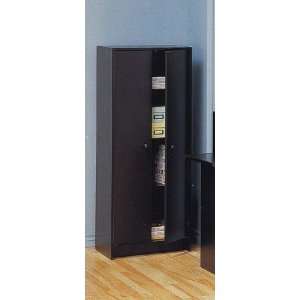    Black Storage Cabinet with Shelves and Doors