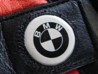 Black and Orange Leather BMW Logo Motorcycle Gloves  2 PAIRS  