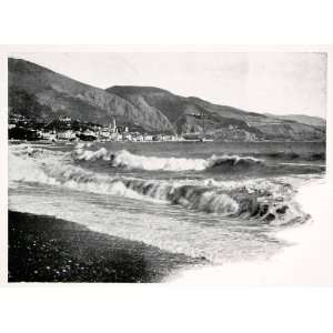  1902 Print Waves Shore Beach Pearl France Menton French Riviera 