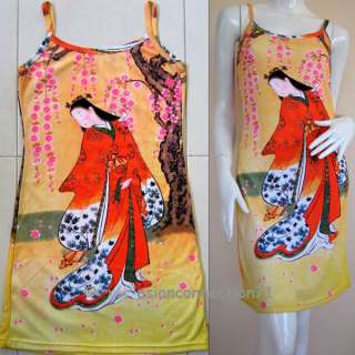 RED KIMONO SAKURA Japan Ukiyoe Art Shirt Long Sleeve XL  