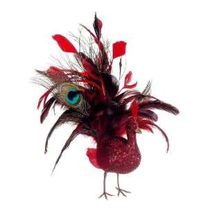  Vibrant Red Fancy Tail Bird Christmas Ornament: Home & Kitchen
