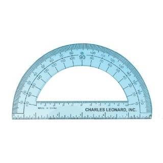 Charles Leonard Inc. Protractor, 6 Inch Open Center, Clear Plastic 