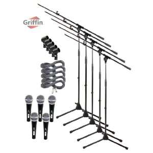   Mic XLR Cables Telescoping Tripod 5 Pack Griffin Musical Instruments