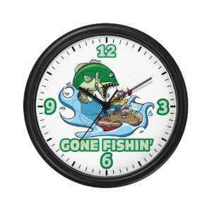  Wall Clock Gone Fishin Fisherman 