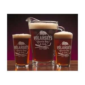  Personalized Sports Bar Two Pint Glass & Pitcher Gift Set 