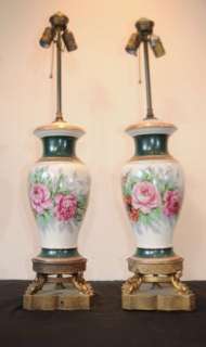 Pair Sevres Porcelain Table Lamps Lights  