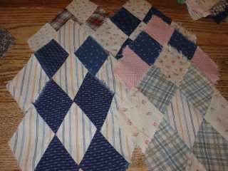   Vintage 19th Century Quilt Block Bonanza, 3 sets, indigo shirting etc