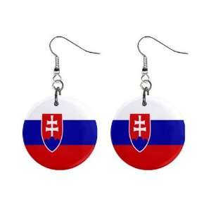 Slovakia Flag Button Earrings