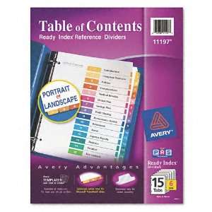   Contents Divider, 1 15, Multicolor, Letter, Six Sets   Pack of 10