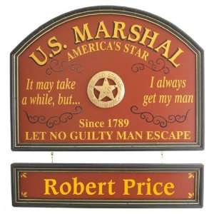  Personalized U.S. Marshal Wall Sign Decor Pub Bar Sign 