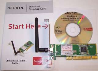 BELKIN Wireless G WiFi Network Desktop PCI Card F5D7000  