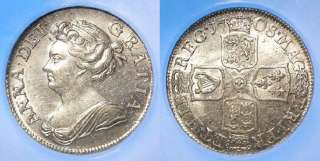 1708 Queen Anne Silver Shilling CGS AU 75. Very High Grade. Coin Has 